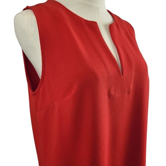 GAP Size 6 Vibrant Red Shift Dress Sleeveless Split Neck Red Zippered Pockets - Picture 9 of 11